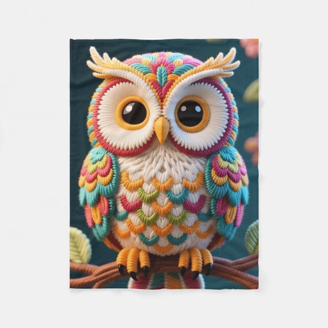 ADOM Cute Colourful Owl Throw Blanket (Front)