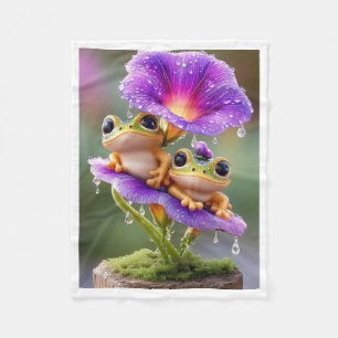 ADOM Cute Frogs Lotus Rain Blanket