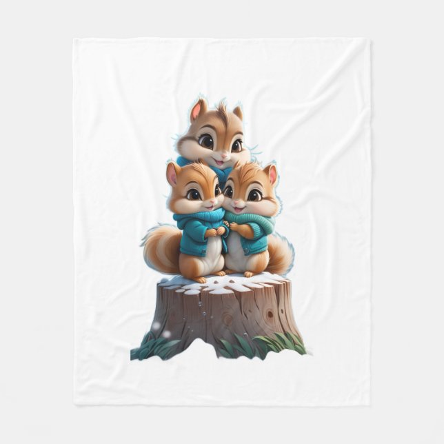 ADOM Cute Winter Squirrels Kids Blanket (Front)