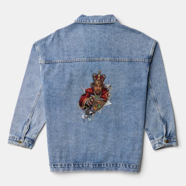 ADOM King Playing Card Long Sleeve Denim Jacket (Back)