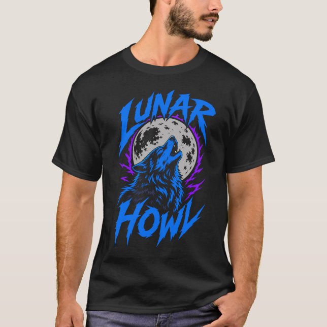 ADOM Lunar Howl Wolf Black Tee (Front)