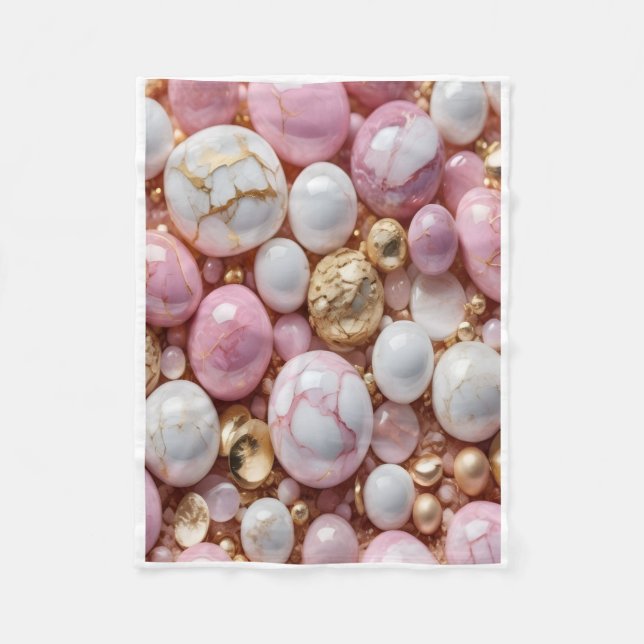 ADOM Pink and Gold Marble Gem Blanket (Front)