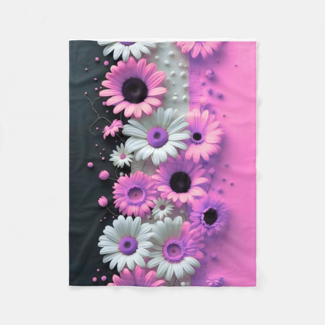 ADOM Pink Daisy Floral Throw Blanket (Front)