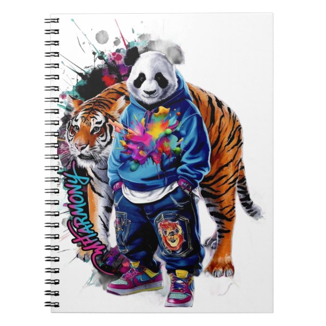 ADOM Premium Artistic Panda & Tiger Graphic Notebo Notebook (Front)