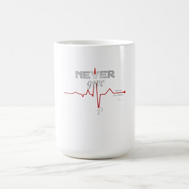 ADOM Premium "Never Give Up" Graphic Women's Long  Coffee Mug (Center)