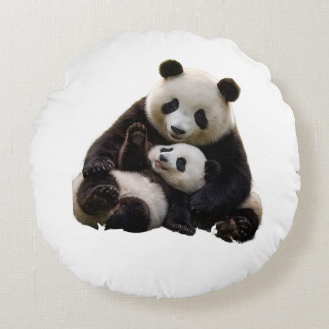 ADOM Premium Panda Bear Nursery Throw Blanket Round Cushion (Front)
