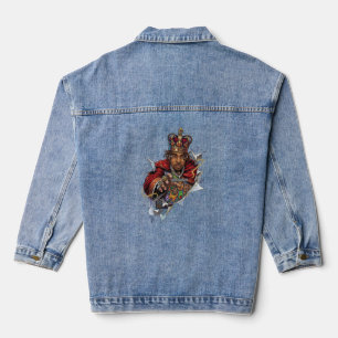 ADOM Premium Royal Graphic Women's Long Sleeve Tee Denim Jacket