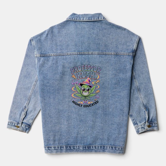 ADOM "Professor Kush" Women's Graphic Tee Denim Jacket (Back)