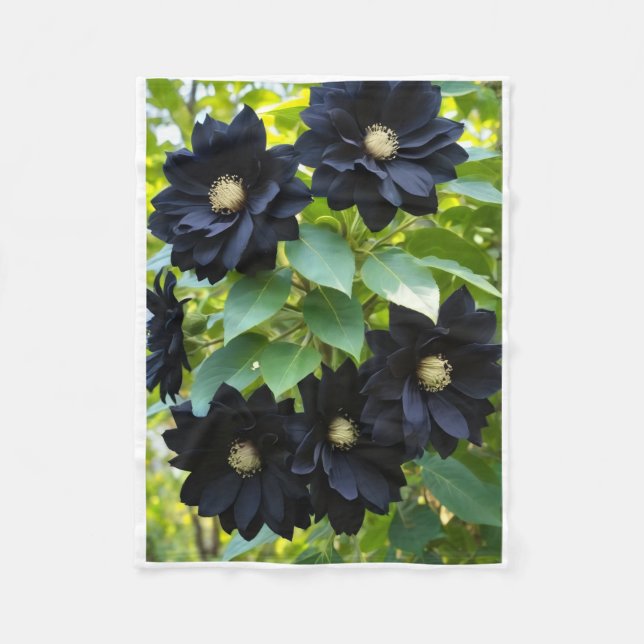 ADOM Rare Black Floral Throw Blanket (Front)