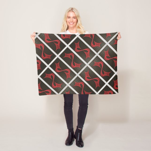 ADOM Red Abstract Geometric Blanket (In Situ)