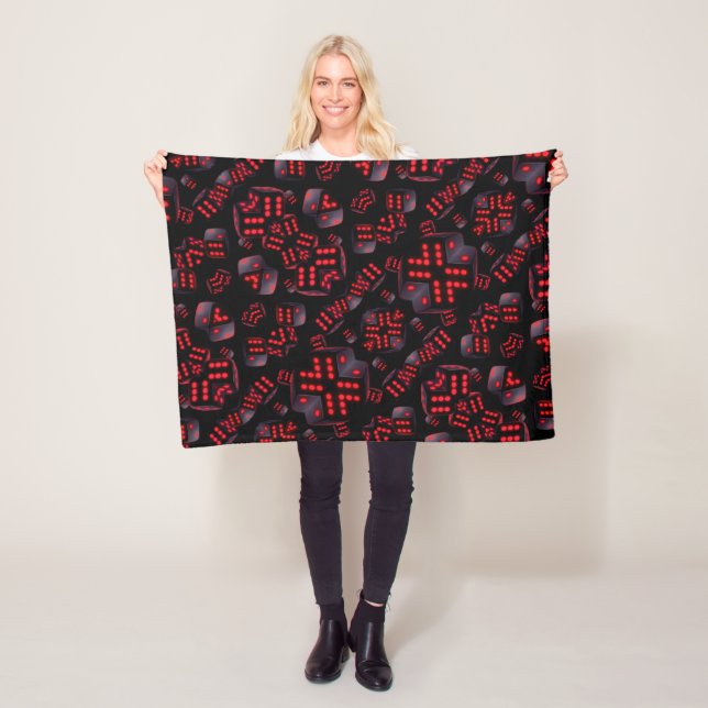 ADOM Red Neon Cyber Dice Blanket (In Situ)
