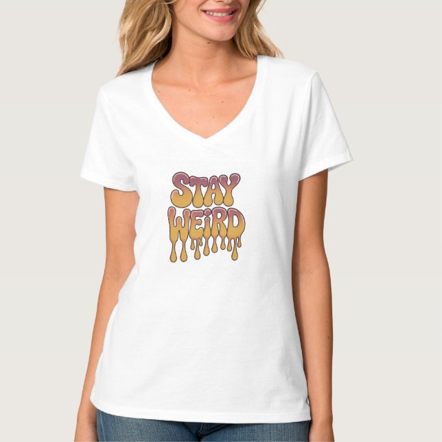 ADOM "Stay Weird" Retro Women's V-Neck Tee (Front)