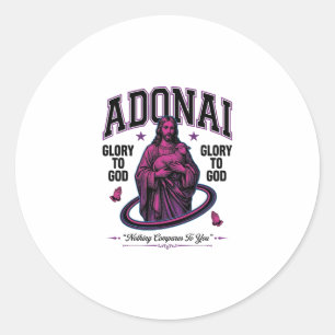 Adonai Glory to God Vintage Christian Vector Desig Classic Round Sticker