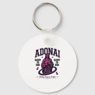 Adonai Glory to God Vintage Christian Vector Desig Key Ring