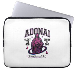 Adonai Glory to God Vintage Christian Vector Desig Laptop Sleeve