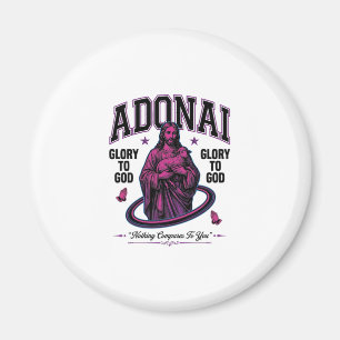 Adonai Glory to God Vintage Christian Vector Desig Magnet