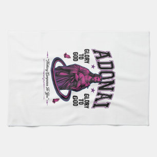 Adonai Glory to God Vintage Christian Vector Desig Tea Towel