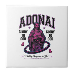 Adonai Glory to God Vintage Christian Vector Desig Tile
