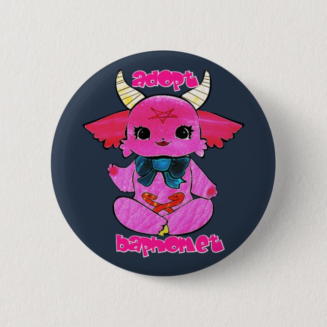adopt a baphomet 6 cm round badge (Front)