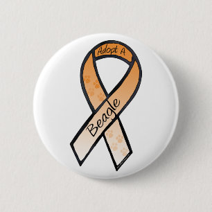 Adopt a Beagle Orange Awareness Ribbon 6 Cm Round Badge