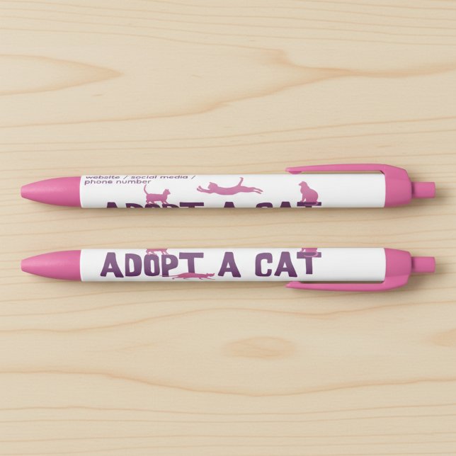 Adopt a Cat Pen with Contact Information (Adopt a cat pen with custom contact information. Great promotional pen for a cat shelter.)