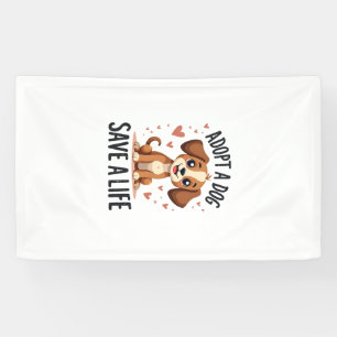 Adopt A Dog Save A Life Vintage Cute Puppy Rescue Banner