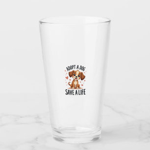 Adopt A Dog Save A Life Vintage Cute Puppy Rescue  Glass