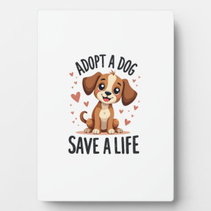 Adopt A Dog Save A Life Vintage Cute Puppy Rescue  Plaque