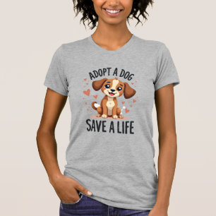 Adopt A Dog Save A Life Vintage Cute Puppy Rescue  T-Shirt