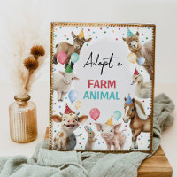 Adopt a Farm Animal Barnyard Birthday Boy Sign