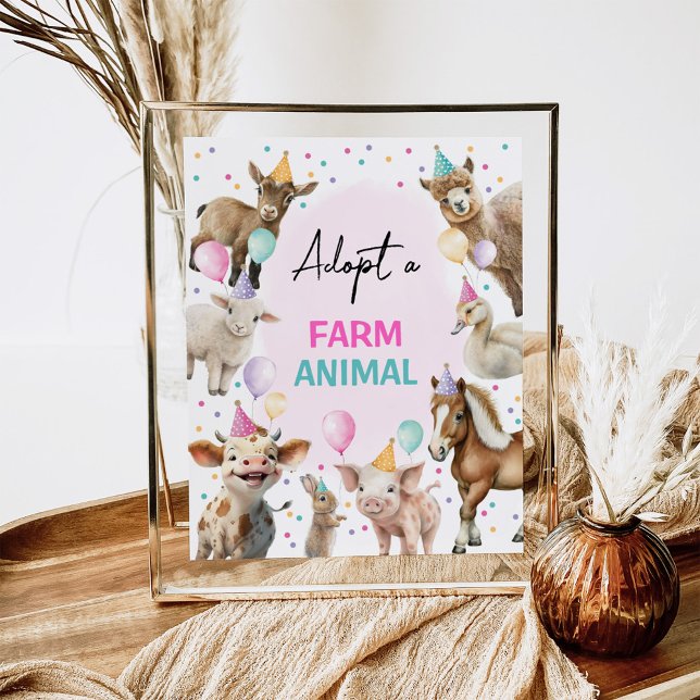 Adopt a Farm Animal Barnyard Birthday Girl Sign (Creator Uploaded)
