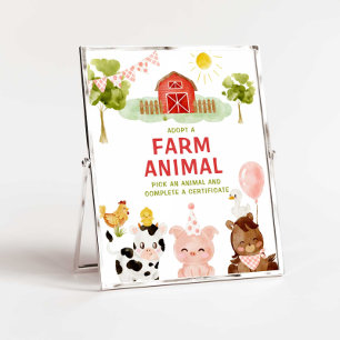 Adopt a Farm Animals Barnyard Boy Birthday Poster