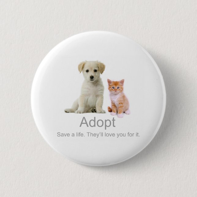 adopt a pet 6 cm round badge (Front)