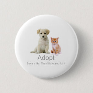 adopt a pet 6 cm round badge