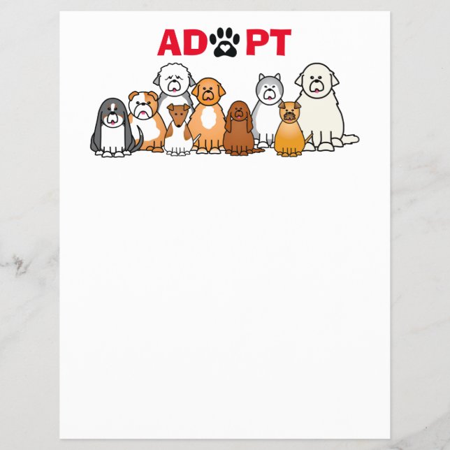 Adopt a pet  text with illustrated animals flyer (Front)