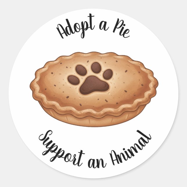 Adopt a Pie Animal Rescue Support Classic Round Sticker (Front)