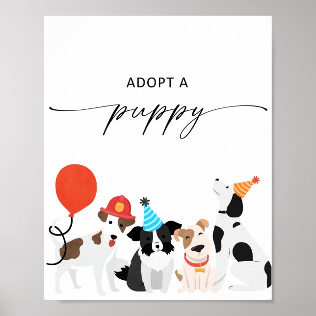 Adopt a Puppy Birthday Certificate of adoption Poster (Front)