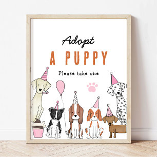 adopt a puppy Pawty Dog Birthday Party Table Sign
