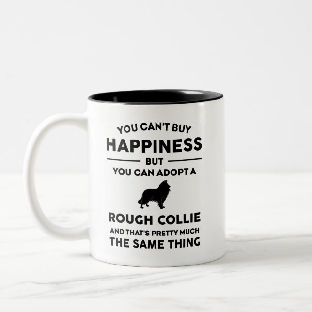 Adopt a Rough Collie Happiness Two-Tone Coffee Mug (Left)
