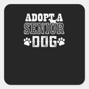 adopt a senior dog square sticker