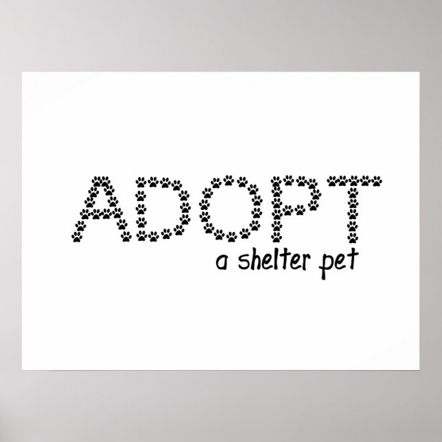 Adopt a Shelter Pet Paws Poster (Front)