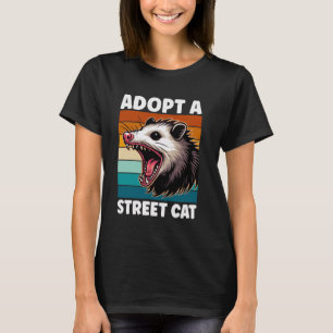 Adopt a Street Cat Funny Opossum Vintage Sunset Wa T-Shirt