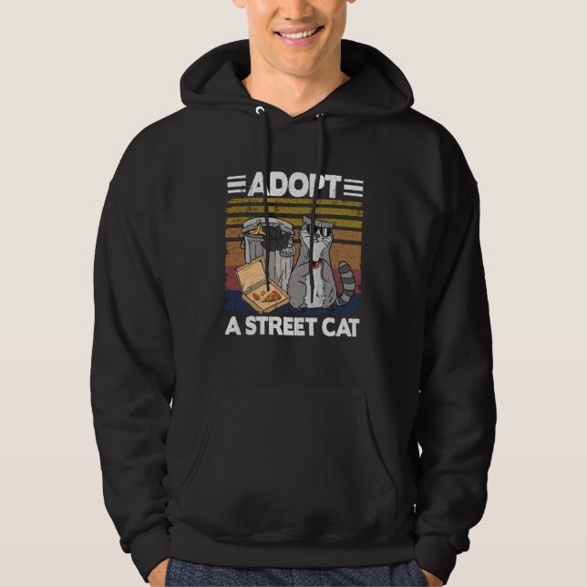 Adopt A Street Cat Trash Can Garbage Panda Pizza R Hoodie (Front)