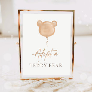 Adopt a Teddy Bear Balloon Boho Adoption Birthday  Poster