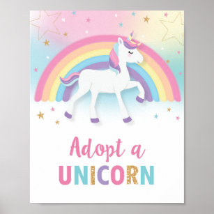 Adopt a Unicorn Birthday Party Game Activity Sign