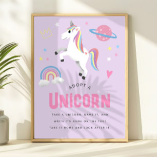 Adopt a Unicorn Girls Birthday Adoption Station Poster