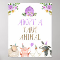 Adopt an Animal Farm Animals Barn Girl Birthday Po