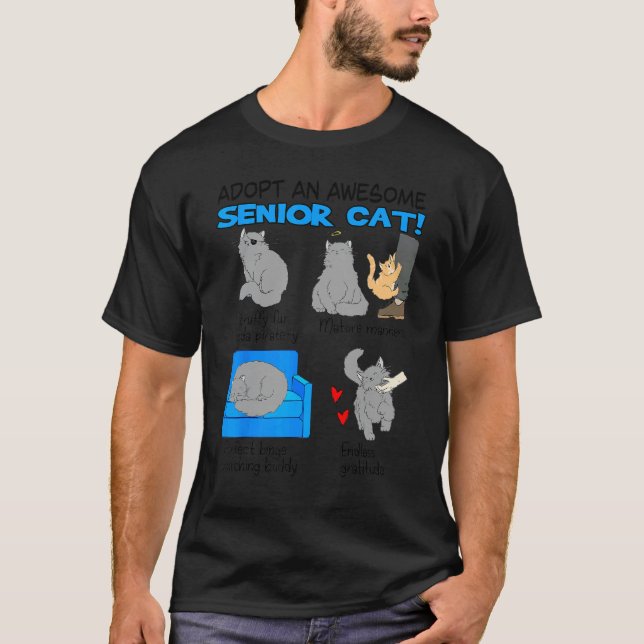 Adopt An Awesome Senior Cat T-Shirt (Front)