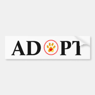 Adopt calligraphy with pet paw & hearts bumper sticker