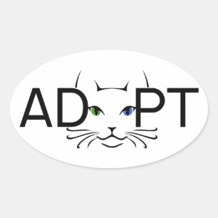 Adopt Cat Oval Sticker